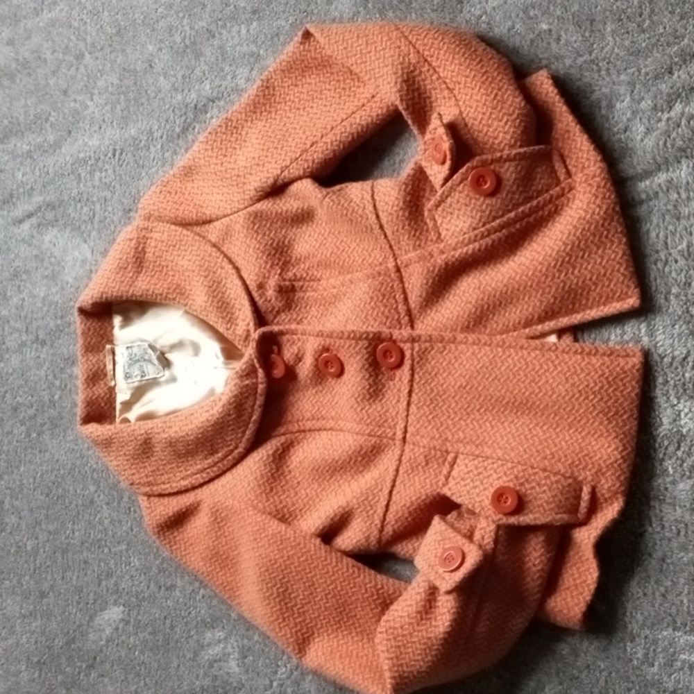 Tulle orange and tan chevron tweed cropped coat